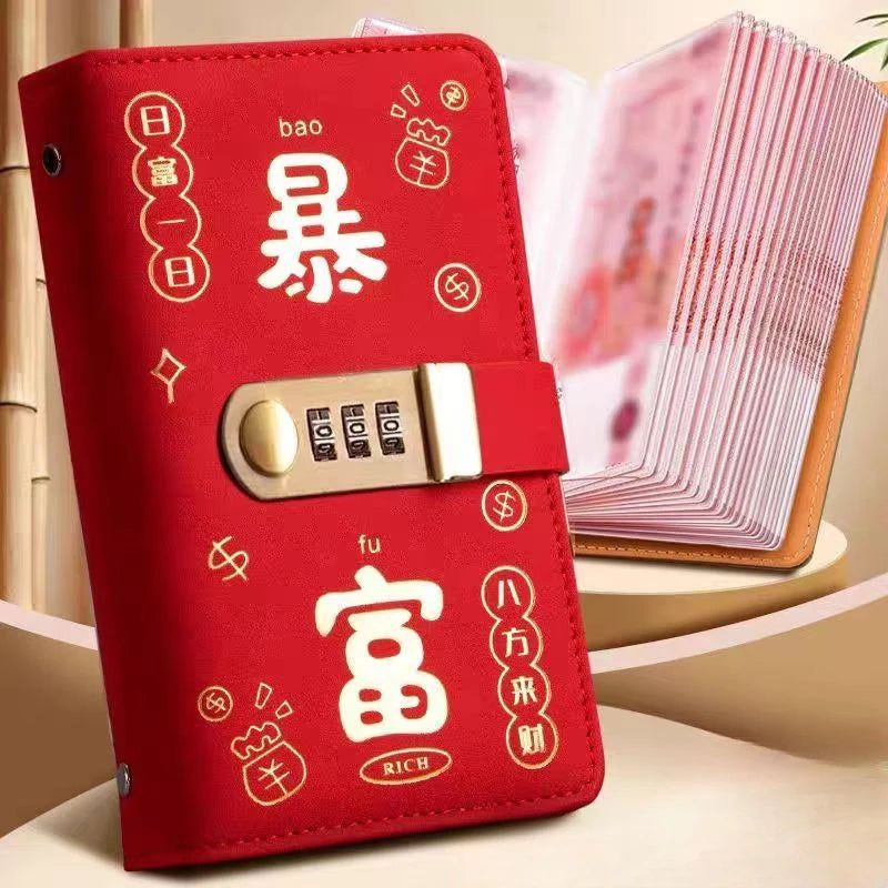 New Password Cash Storage Book Large Capacity 10000 Yuan Money Organizer New Style Bill Record Keeper Saving Folder Savings Book Peaceful Pleasures Health and Wellness