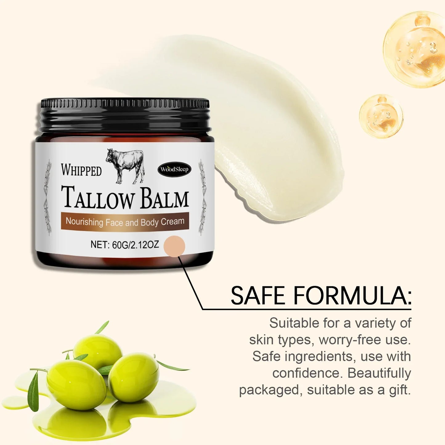 WOODSLEEP Beef Tallow Body Moisturizer Cream 60g