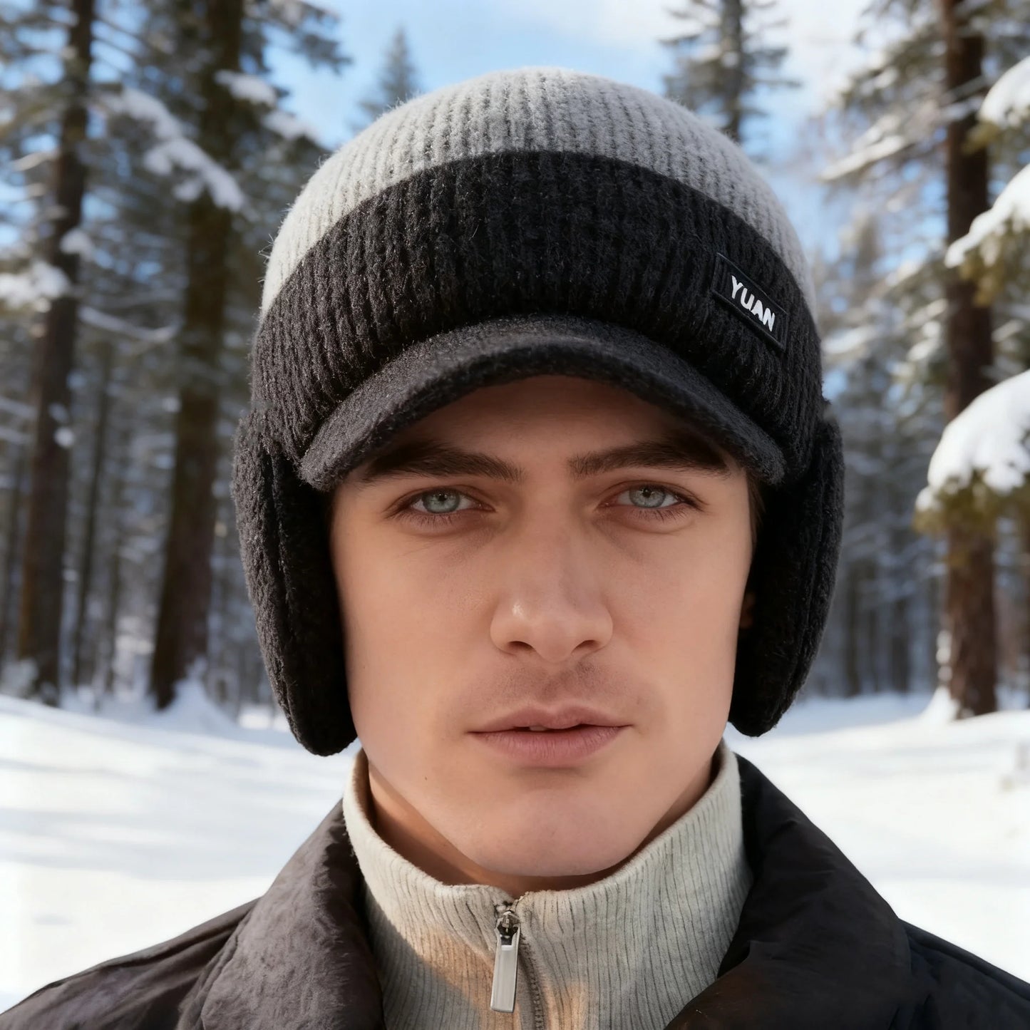 Dual-Tone Knit Baseball Cap - Outdoor Activities | Fashionable Dad Hat with Ear Protection | Perfect for Couples Hats for Men Peaceful Pleasures Health and Wellness