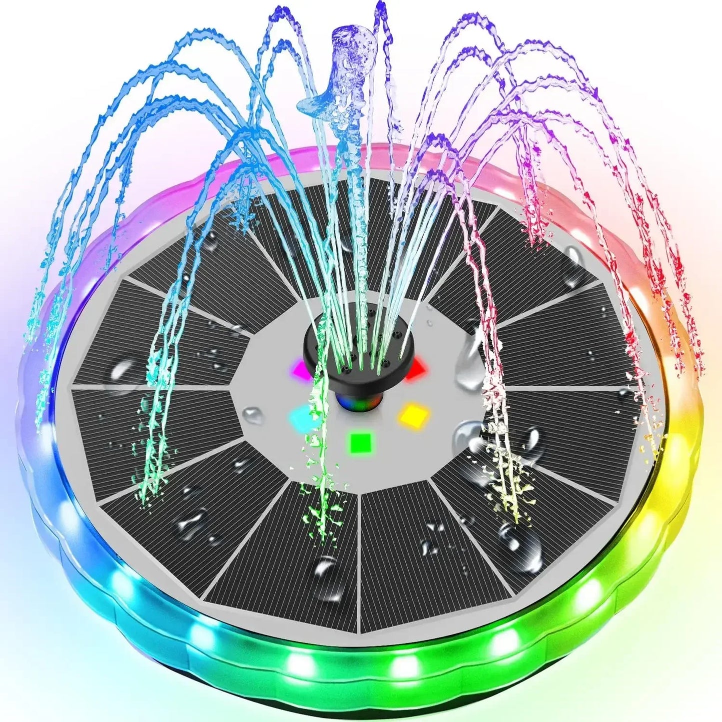 AISITIN Solar Fountain LED Lights & Built-In Battery