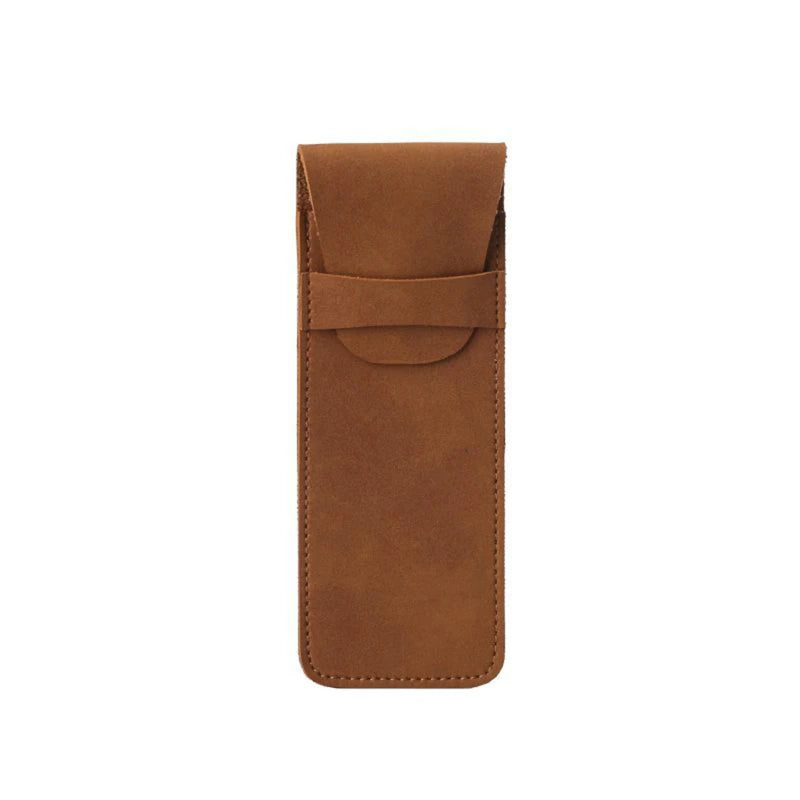 PU Leather Pen Holder Flip Pouch for Fountain Ballpoint Pencil Protective Sleeve Cover for Office College Handmade Case Peaceful Pleasures Health and Wellness Brown