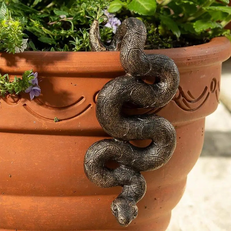 Upside-Down Snake Resin Sculpture | Plant Pot Garden Ornament