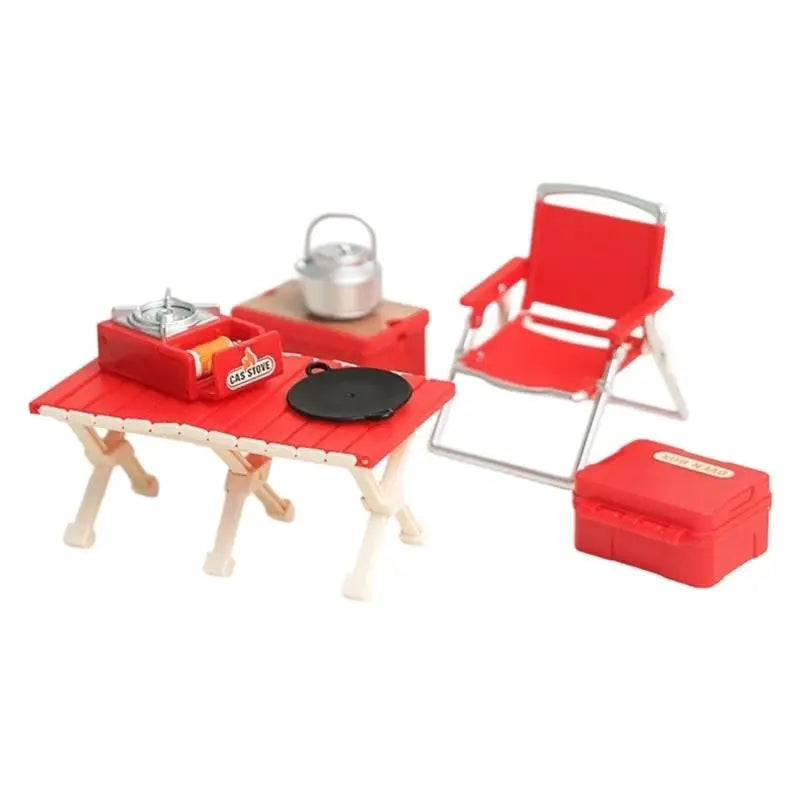 Miniature Camping Chair & Table Set | Dollhouse Figurine