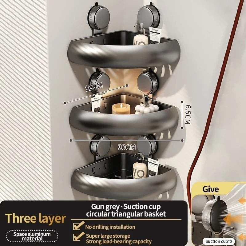 No-Drill Suction Cup Shower Shelf | Aluminum Bathroom Rack
