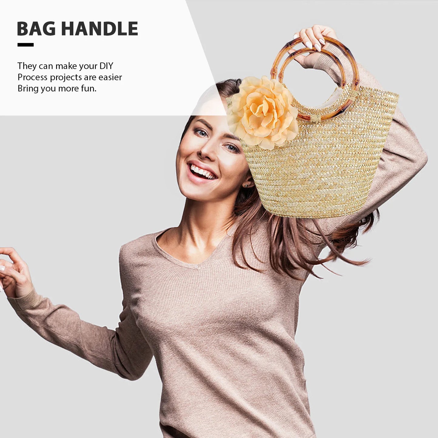 2Pcs Bamboo Purse Handles Round Bag Handle Replacement DIY Handmade Handbag Accessories DIY Bag Craft Rings Bamboo Purse Handle Peaceful Pleasures Health and Wellness