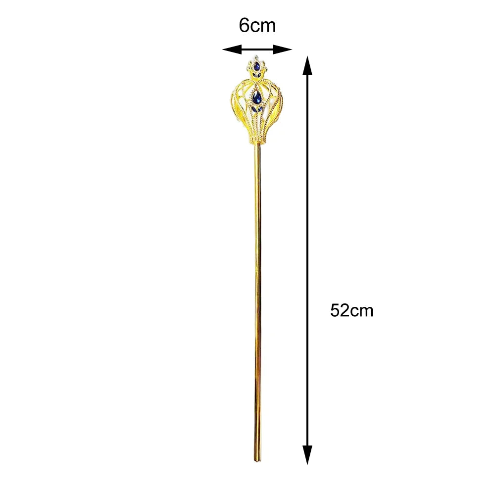 Queen Scepter Costume Staff Gold Comics Princess Wand Role Play Props with Rhinestones for Party Dress-up Costume Peaceful Pleasures Health and Wellness