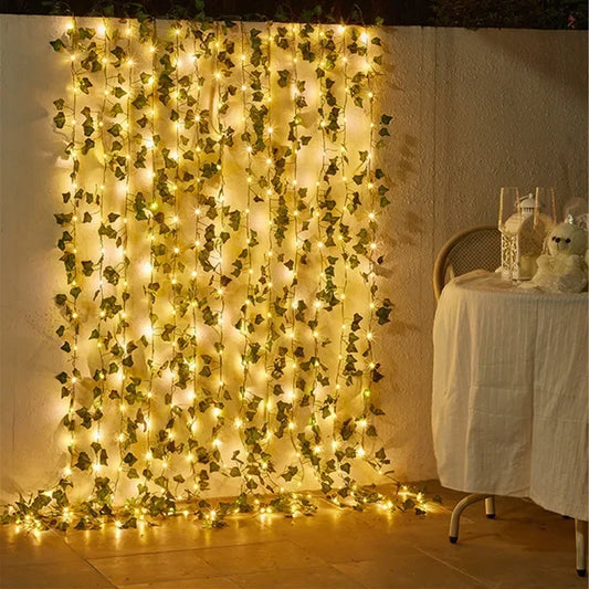 Solar Green Leaf Vine Fairy Lights – LED Garland String Lights Fairy String Lights Peaceful Pleasures Health and Wellness