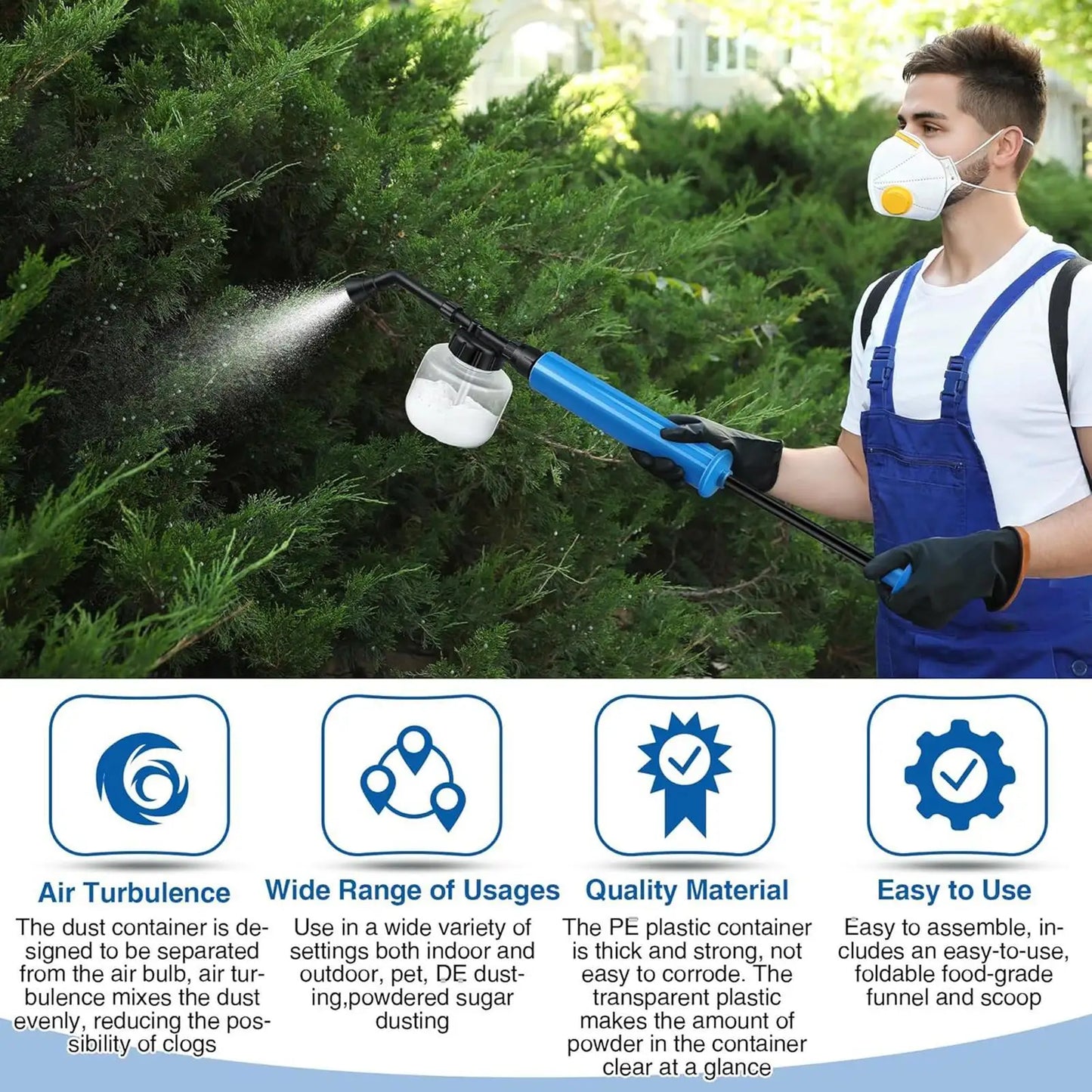 Diatomaceous Earth Applicator Folding Plant Powder Duster Sprayer Multi-Functional Diatomaceous Earth Sprayer Gardening tool Peaceful Pleasures Health and Wellness