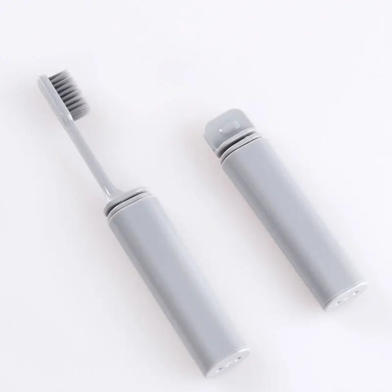 Travel Toothbrush Outdoor Camping Portable Folding Tooth Brush Traveling Toothbrushes for Adults Teeth Brushes Brosse à Dents Peaceful Pleasures Health and Wellness Gray
