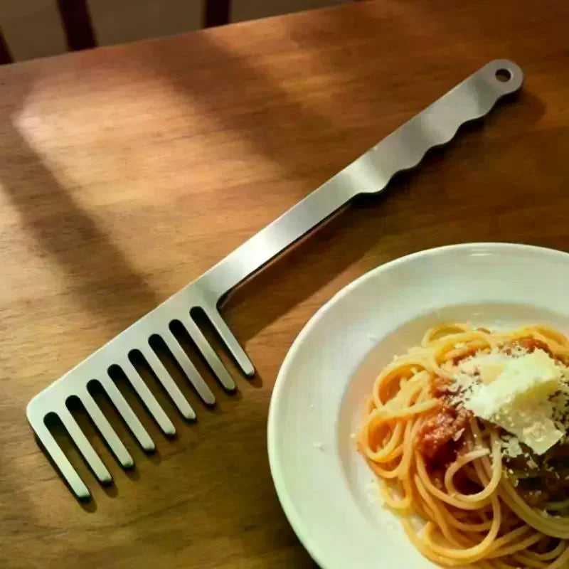 Stainless Steel Pasta Serving Fork | Heat-Resistant Handle Pasta Serving Fork Peaceful Pleasures Health and Wellness