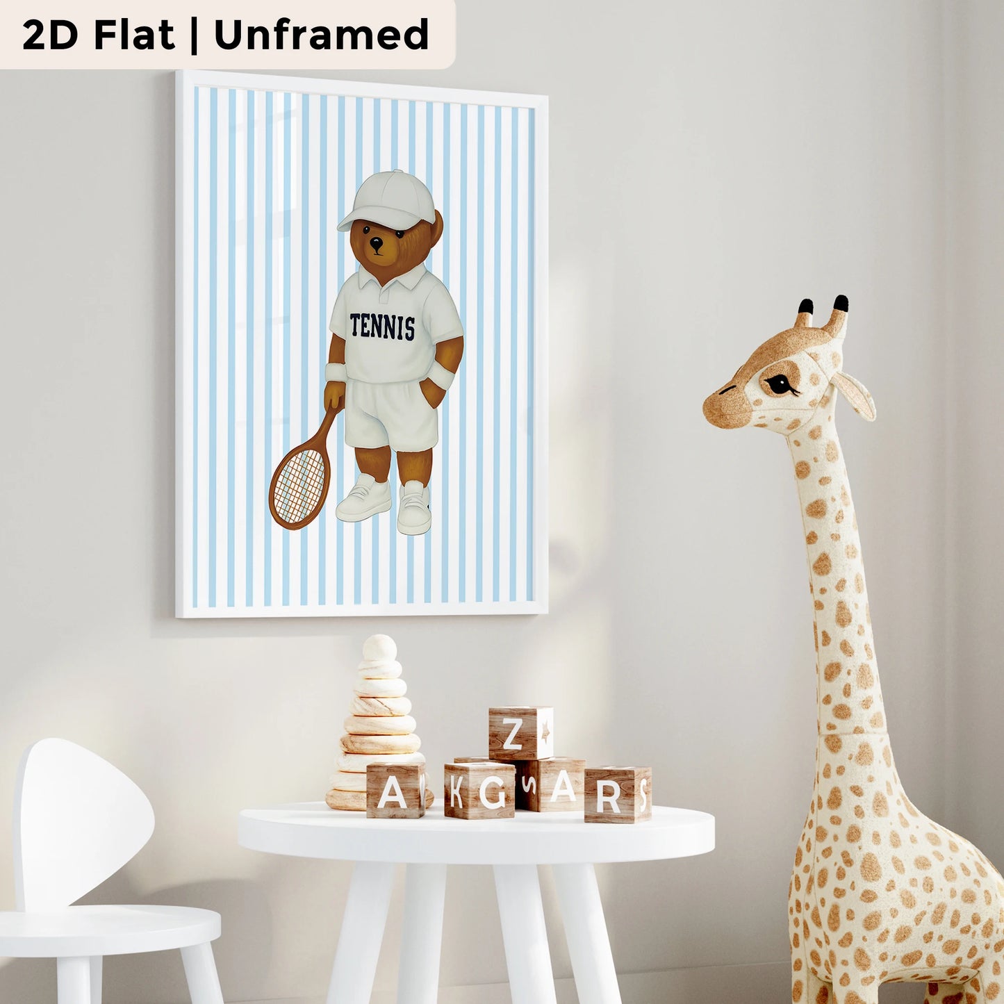 3-Piece Cartoon Blue Bear Athlete Canvas Wall Art Print Set