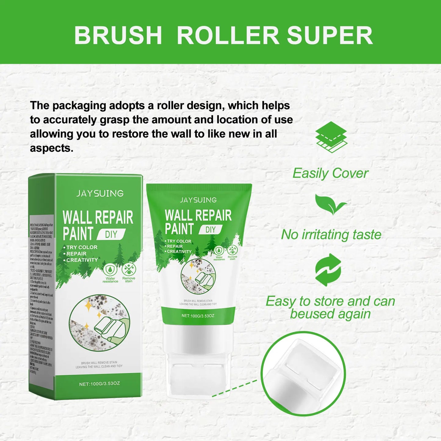 Jaysuing Wall Repair Paint – Stain & Graffiti Cover Primer