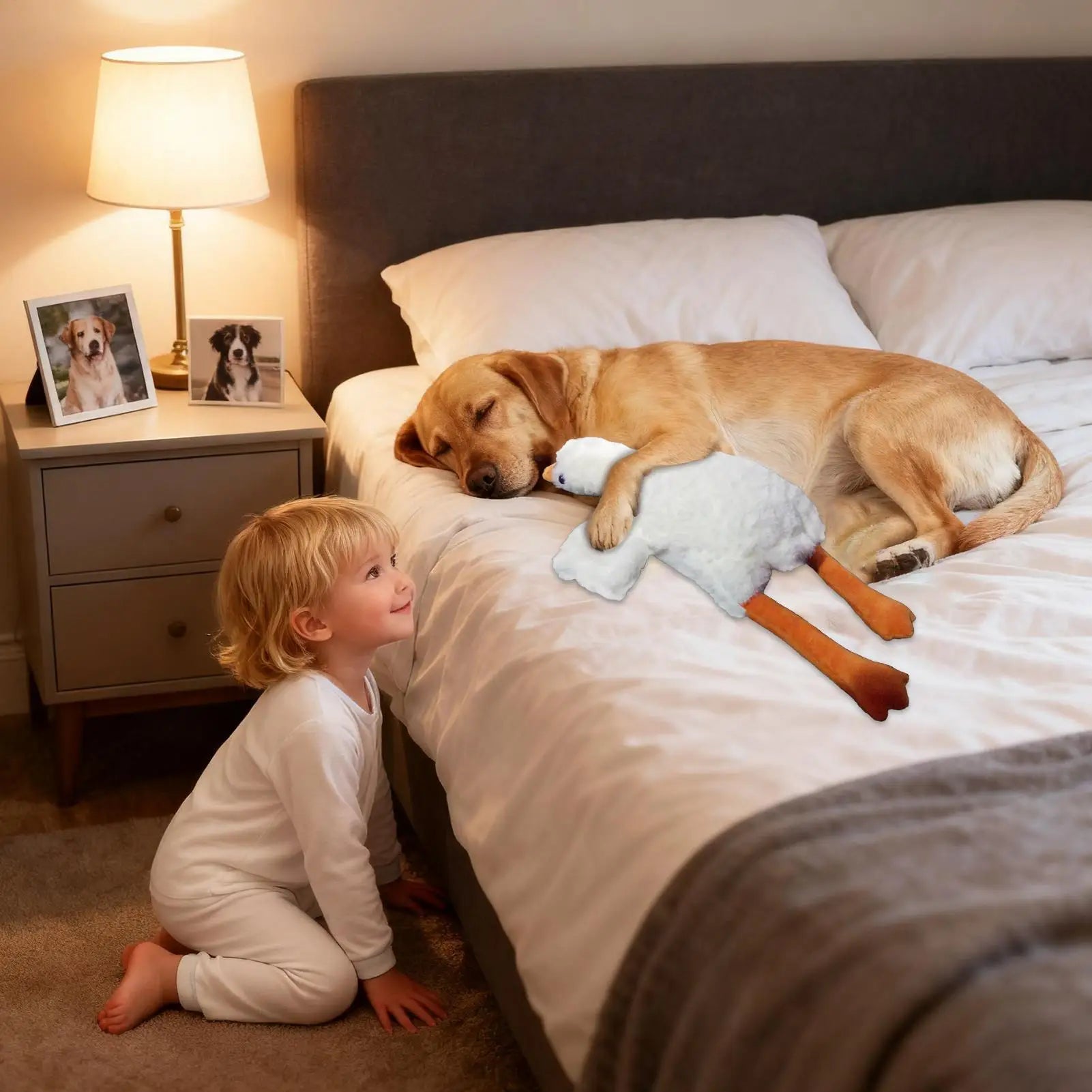 White Duck Plush Dog Chew Toy | Bite-Resistant Stuffed Pet Toy Plush Dog Toy Peaceful Pleasures Health and Wellness