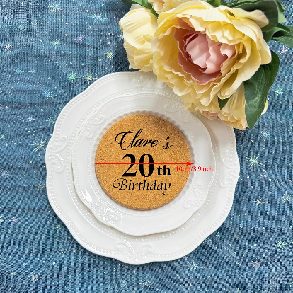 Personalized Engraved Wood Coasters | 30th–60th Birthday Favors Personalized Wood Coasters Peaceful Pleasures Health and Wellness