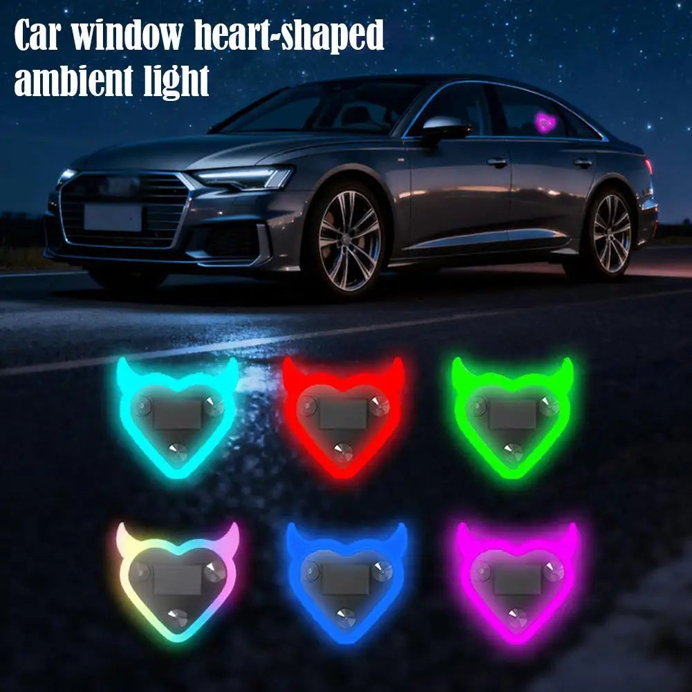 Solar Heart LED Car Ambient Neon Light | USB Rechargeable