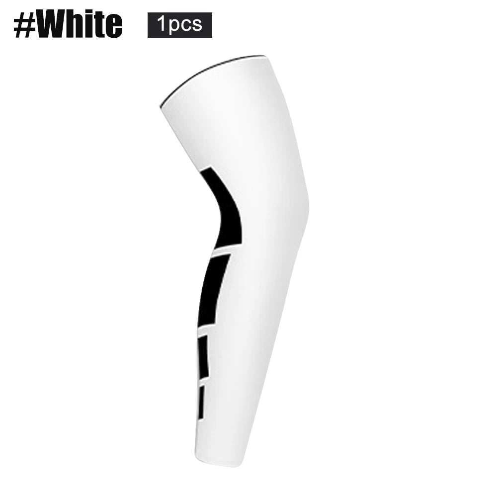1Pcs Long Compression Leg Sleeves for Women Men,Comfortable & Non-Slip UV Protection Leg Knee Braces Supports for Sports Cycling Peaceful Pleasures Health and Wellness White L