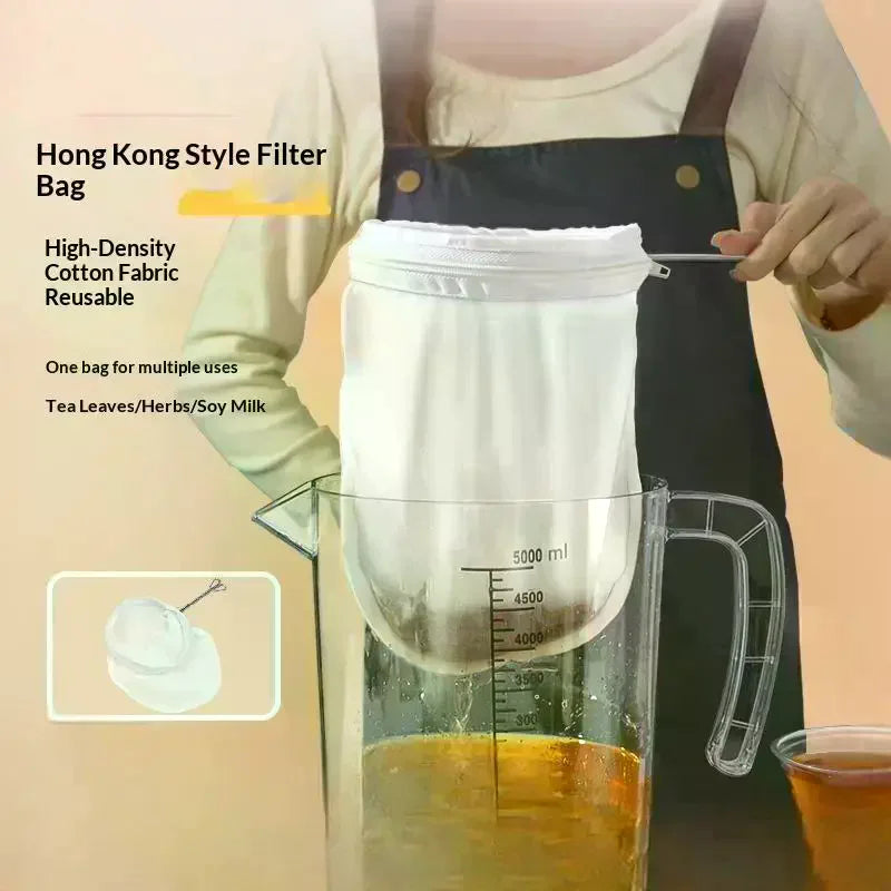 Reusable Cotton Tea Filter Strainer | Stainless Steel Handle