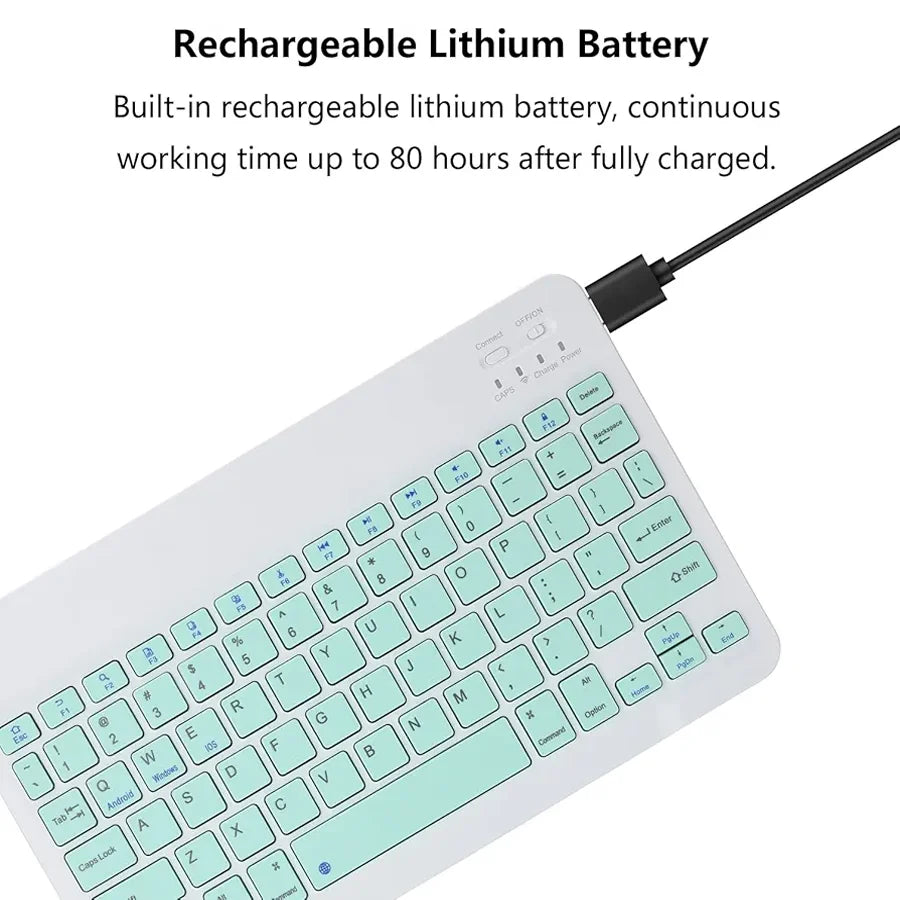 Ultra-Slim Wireless Keyboard Mini 78-Key Bluetooth-compatible Rechargeable Keyboard For Android IOS Windows for PC iPad Tablet Peaceful Pleasures Health and Wellness