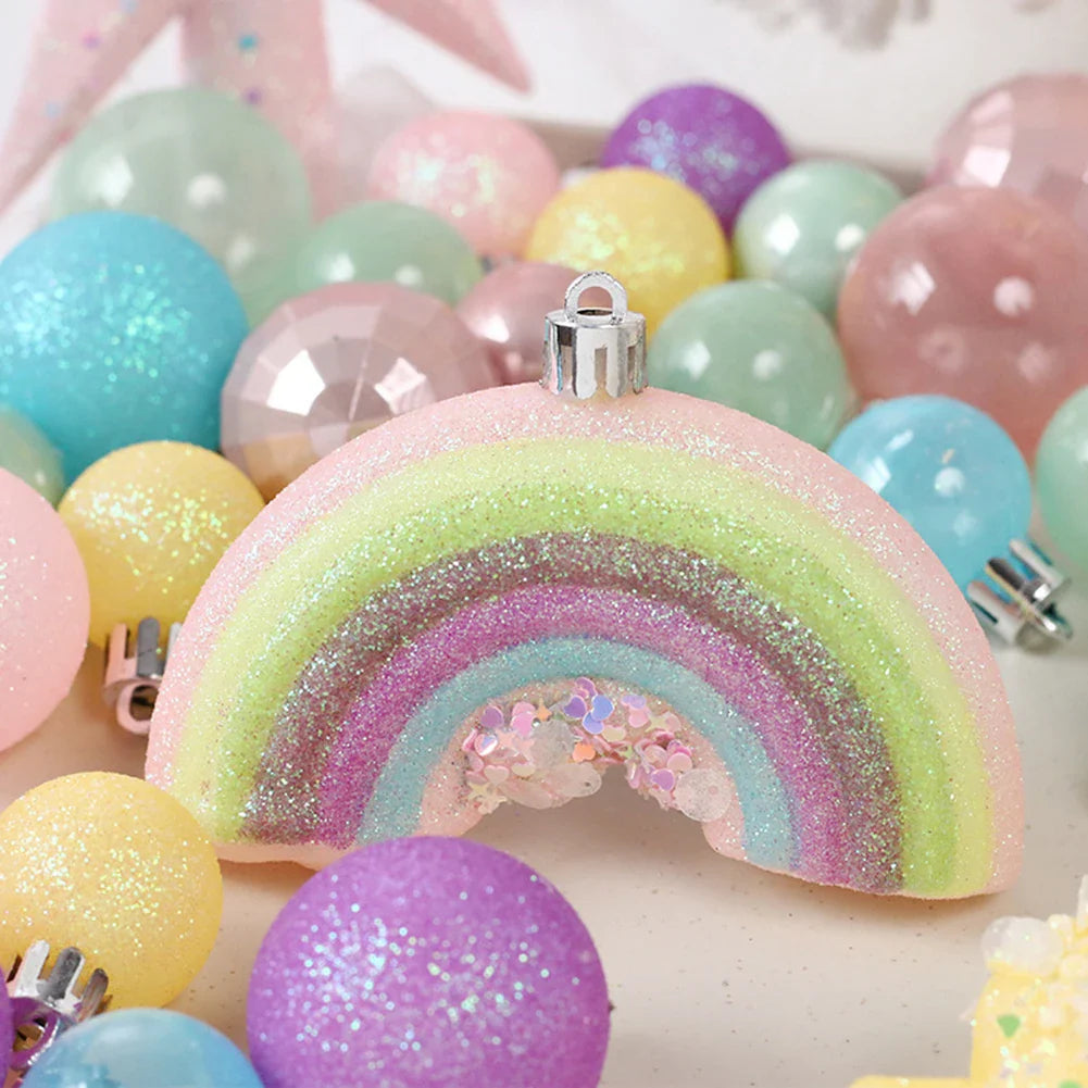 40-Piece Macaron Pastel Christmas Ball Ornaments | Holiday Decor