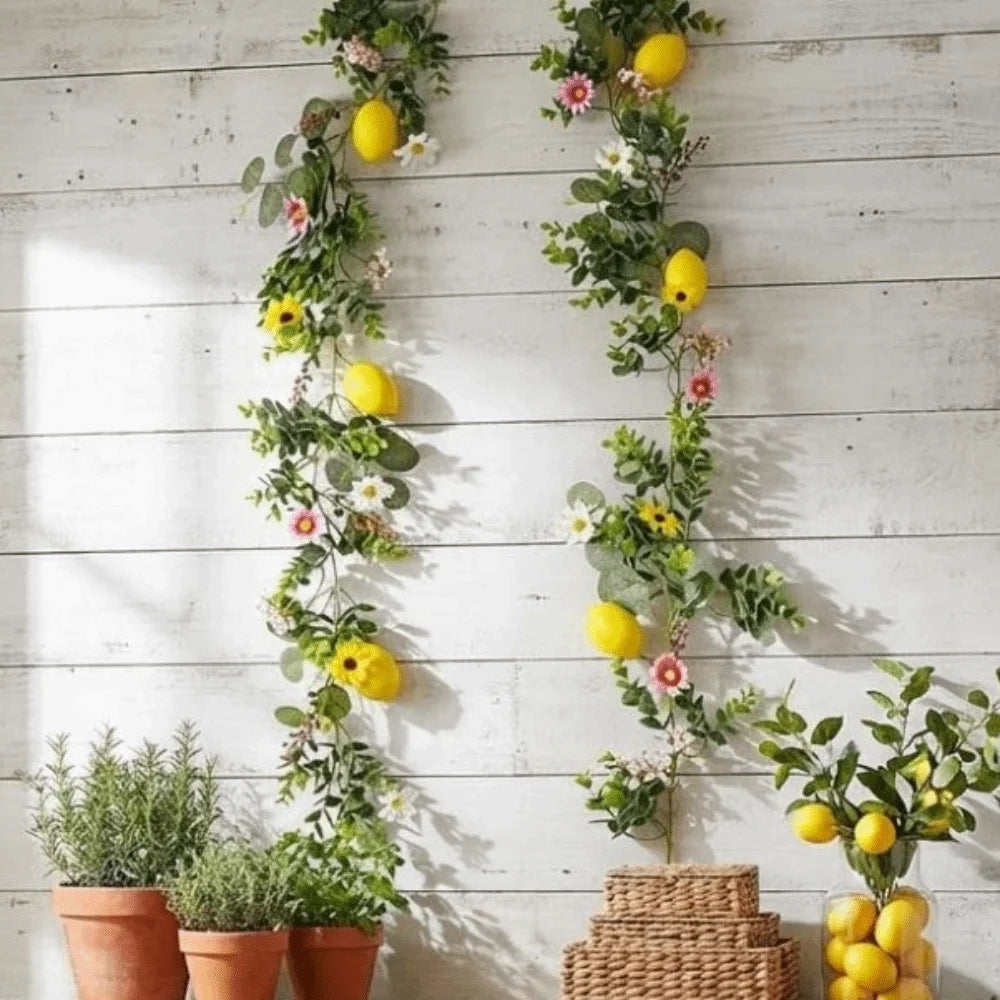 200cm Artificial Lemon Vine | Realistic Faux Silk Branch Decor
