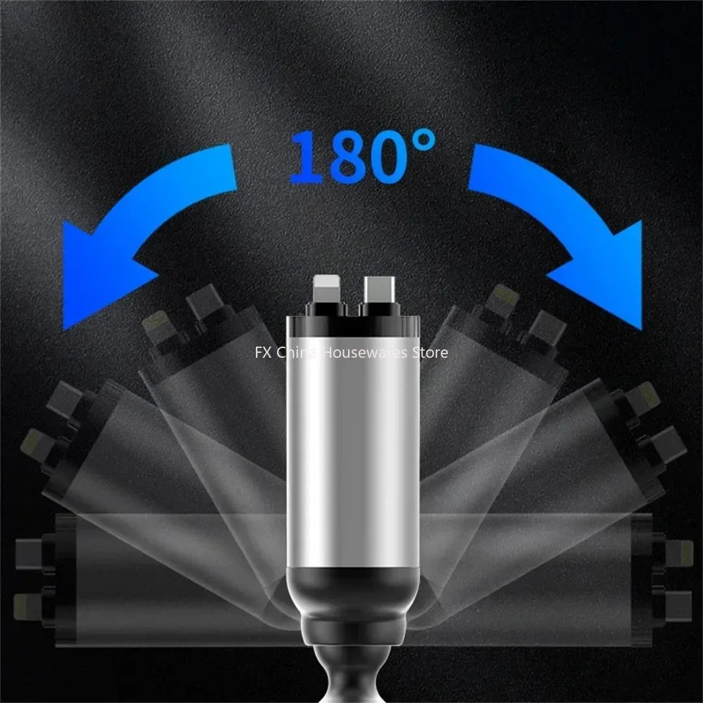 4 in 1 120W Car Charger Retractable Car Cigarette Lighter Adapter USB Type C Fast Charger Cable For IPhone Xiaomi Huawei Samsung Peaceful Pleasures Health and Wellness