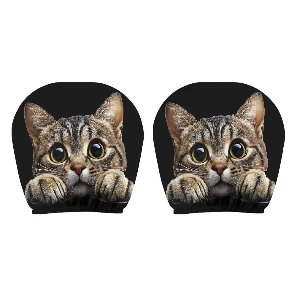 2PCS Funny Animal Car Headrest Covers Universal Auto Seat Neck Pillowcase Cute Cat Dog Monkey Pattern Interior Decor for Sedan Peaceful Pleasures Health and Wellness F