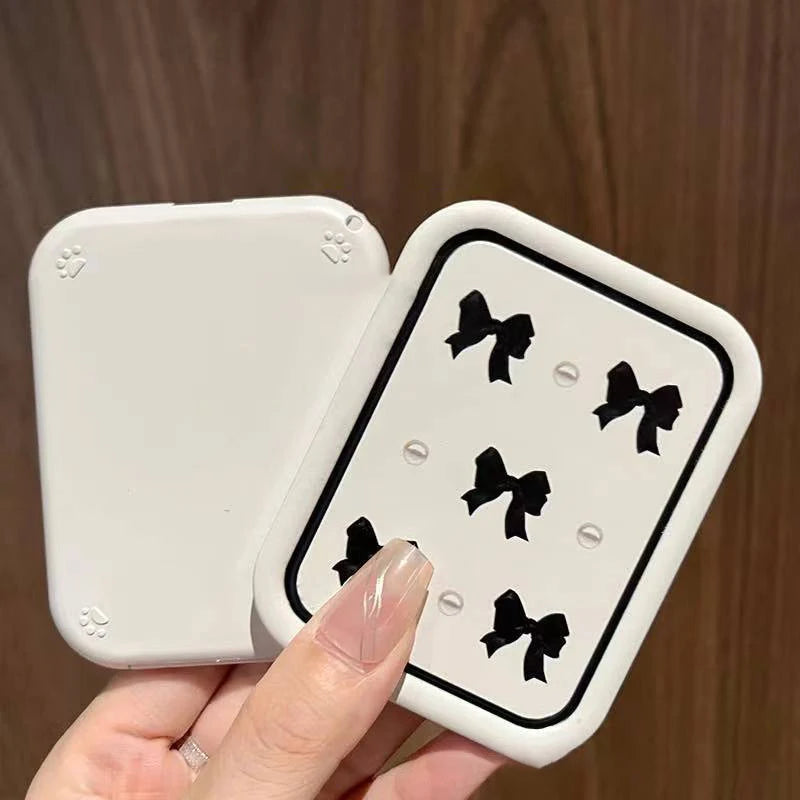 Bowknot Flip-Top Folding Makeup Mirror Portable Pocket Mirror Women Rectangle Cosmetic Make Up Mirror With Comb Peaceful Pleasures Health and Wellness