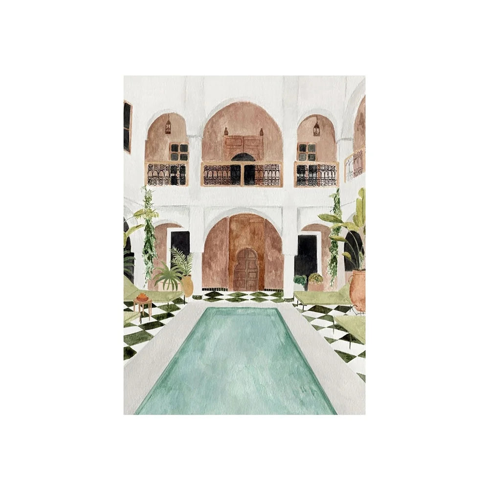 Tropical Beach Pool Canvas Wall Art Print | Unframed Poster