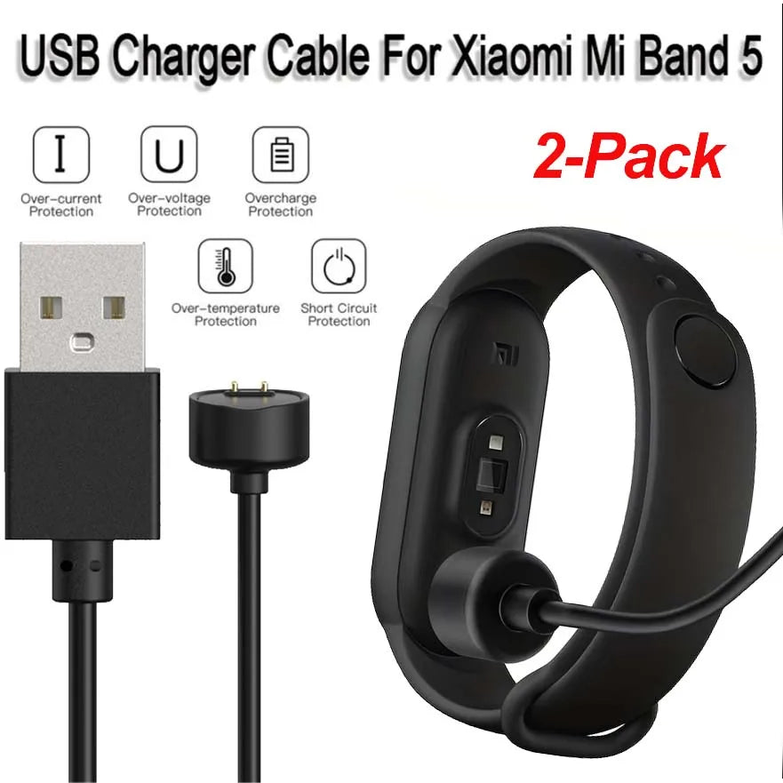 2-Pack USB Charger for Xiaomi Mi Band 5 6 7 & Amazfit Band 6 Peaceful Pleasures Health and Wellness
