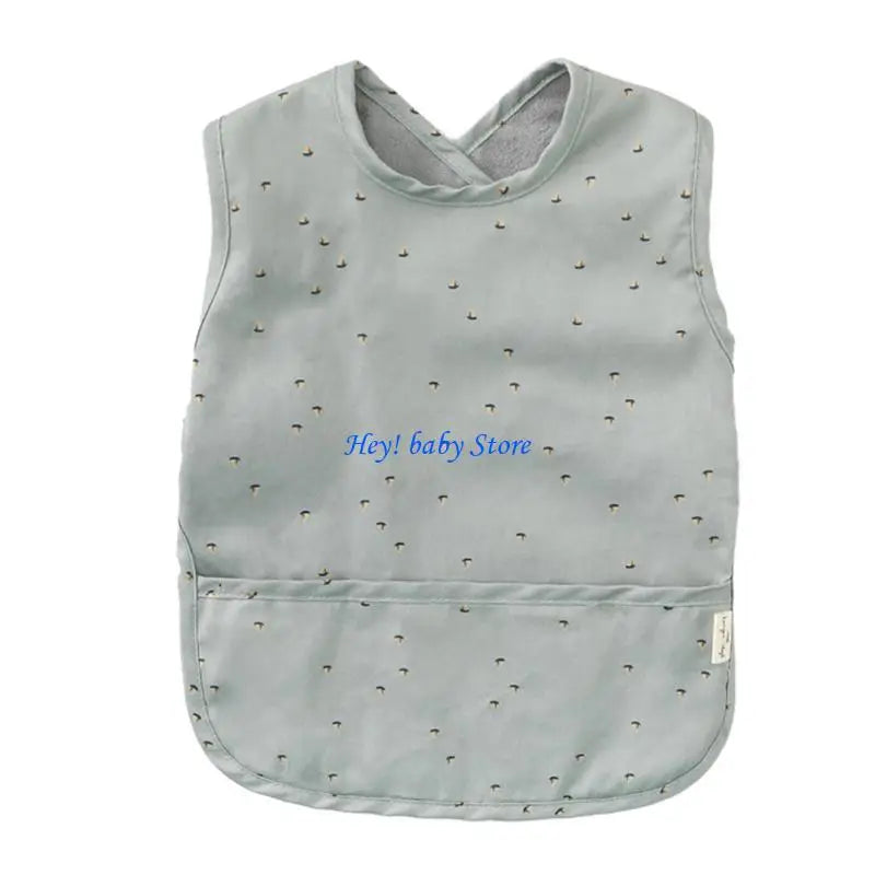 Baby Waterproof Feeding Bib with Pocket | Sleeveless Smock 0–18M