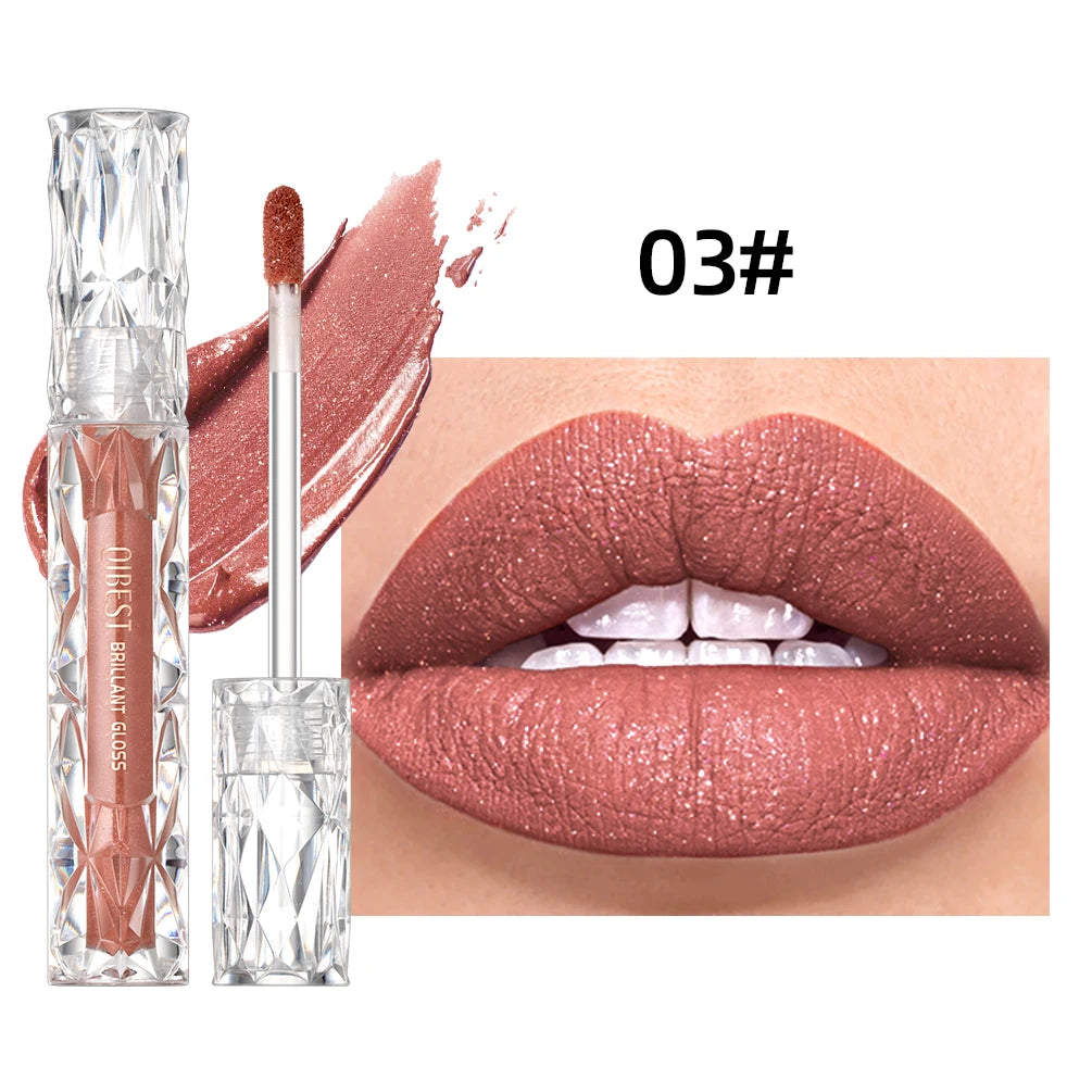 QIBEST 10 Colors Matte Shiny Glitter Liquid Lipstick Shiny Lip Gloss Diamond Waterproof Long Lasting Lipgloss Women Lips Makeup Peaceful Pleasures Health and Wellness 3