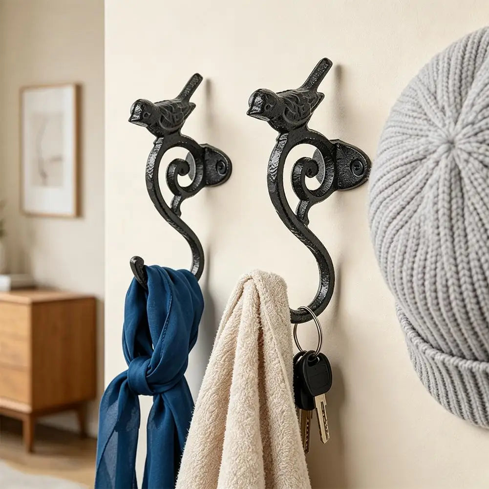 Retro Bird Cast Iron Wall Hook – Rustic Farmhouse Organizer