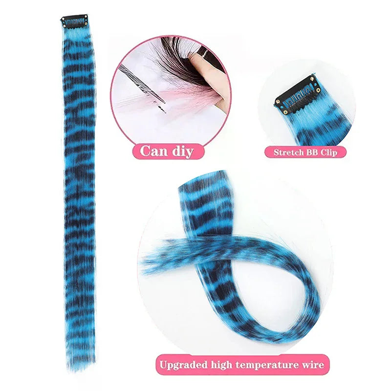 Girls Clip-On Wig Hairpiece – Stripe & Leopard Print, 18 in