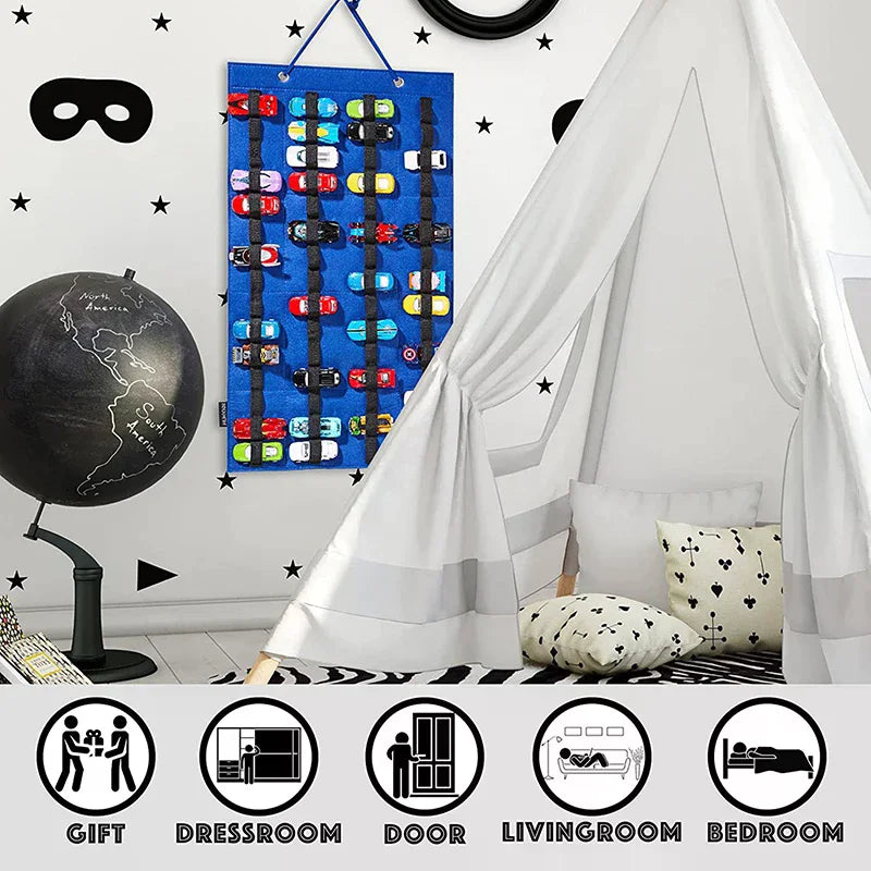 Wall Hanging Toy Car Organizer – Large Capacity Storage Bag