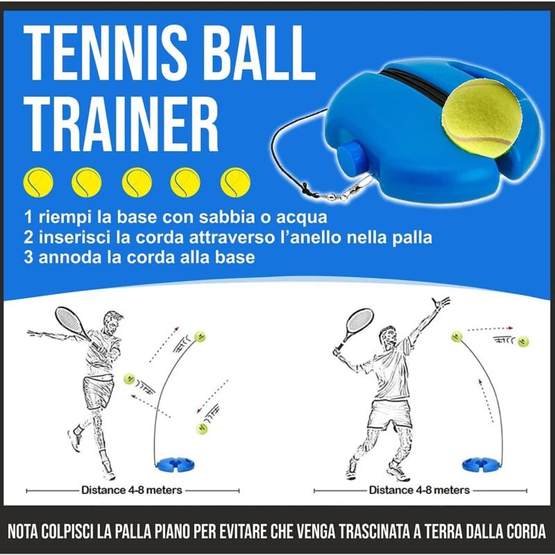 Tennis Training Aid Heavy Duty Base with Elastic Rope Self Practice Rebound Trainer Ball Partner Sparring Device Peaceful Pleasures Health and Wellness