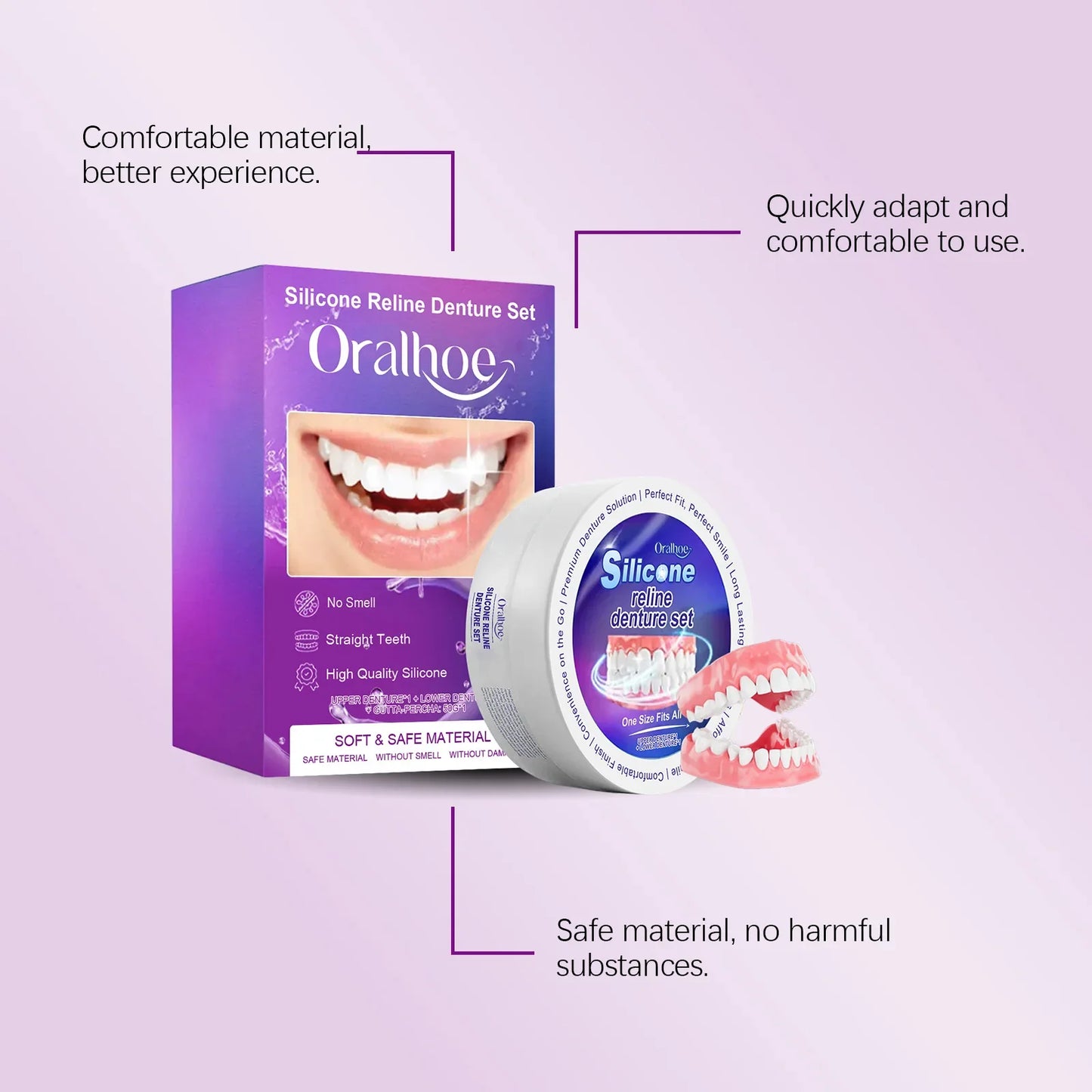 Oralhoe Silicone Temporary Denture Set – Natural Smile Fix