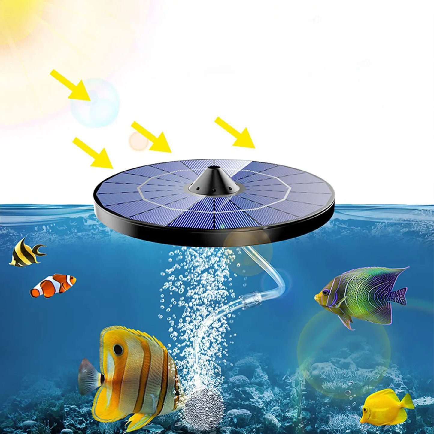 2.5W Solar Floating Pond Aerator with Air Hose & Bubble Stone