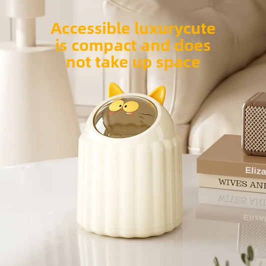 Adorable Mini Desktop Trash Can Small Cute Covered Waste Bin for Office Student Desk Paper Basket - Eco-Friendly & Space-Saving Peaceful Pleasures Health and Wellness