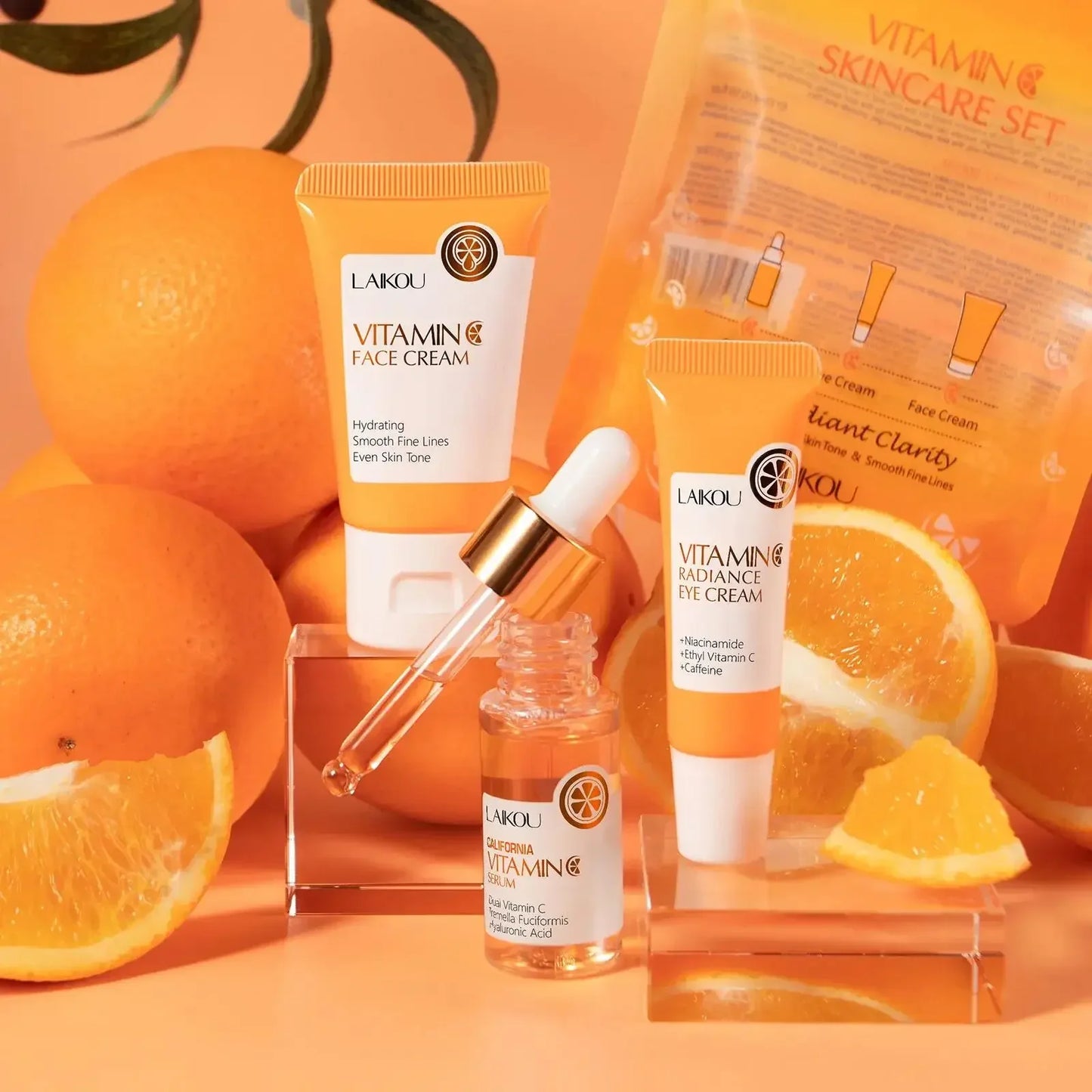LAIKOU Vitamin C Skincare Set – Serum, Eye Cream & Face Cream