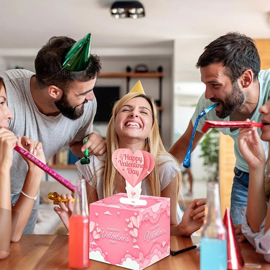 Valentine's Day Money Pull Box with Greeting Card | Pink & Red Money Pull Gift Box Peaceful Pleasures Health and Wellness