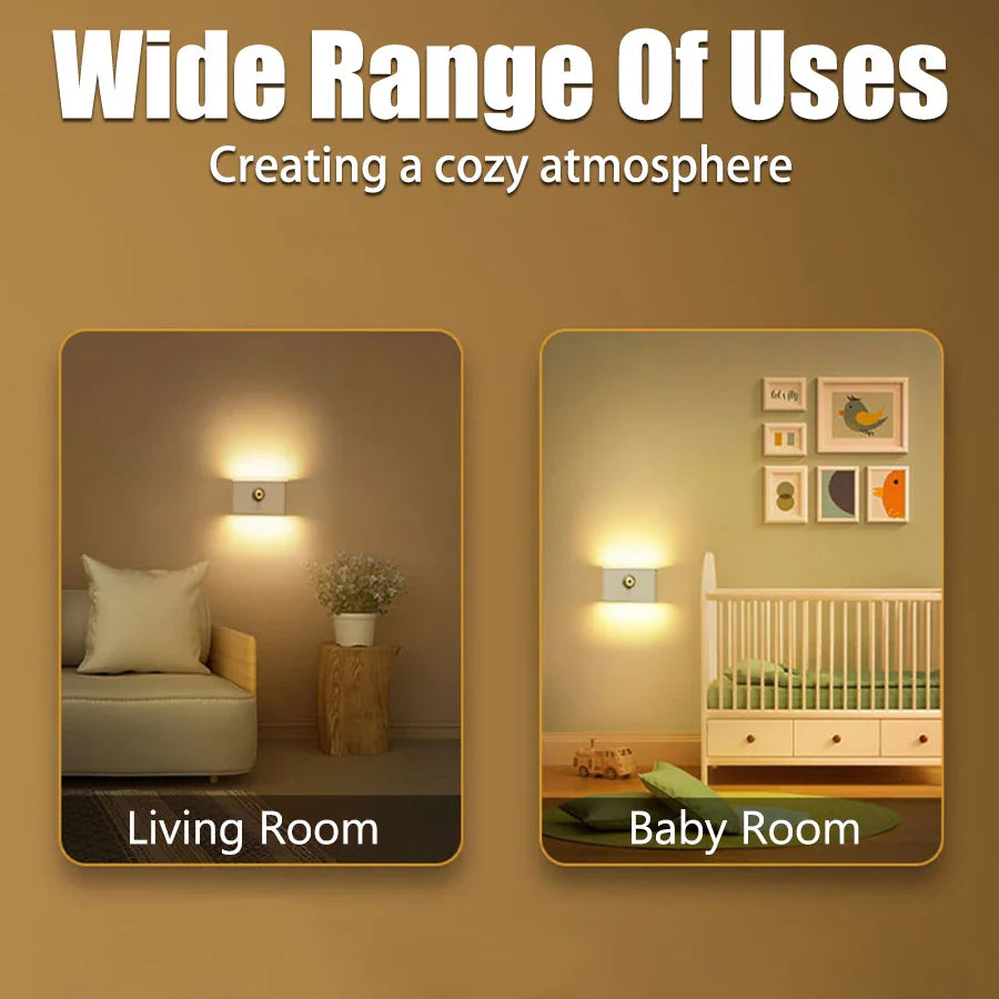 Motion Sensor LED Night Light – USB-C Rechargeable, Magnetic Mount