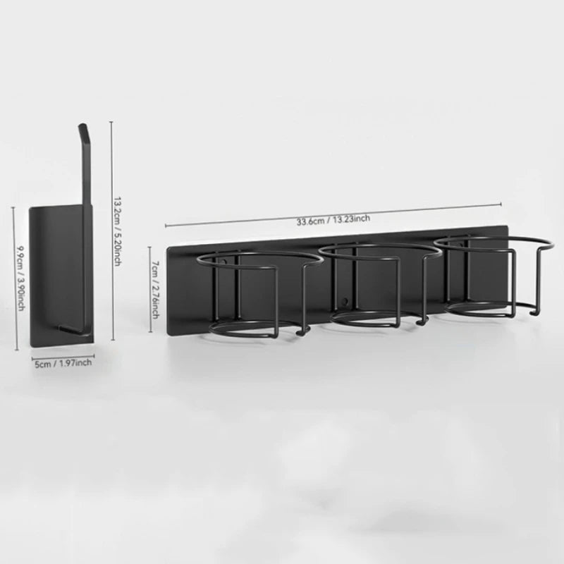 Metal Magnetic Refrigerator Water Bottle Holder 3-Slot No Pounching Space-Saving Organizer Thermos Rack Multi-purpose Shelf Home Peaceful Pleasures Health and Wellness
