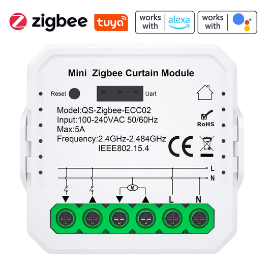 Tuya WiFi/ZIGBEE Smart Curtain Module Blinds Motor Home Intelligent Appliance Mobilephone APP Remotely Control Curtain Peaceful Pleasures Health and Wellness 1pcs ZIGBEE
