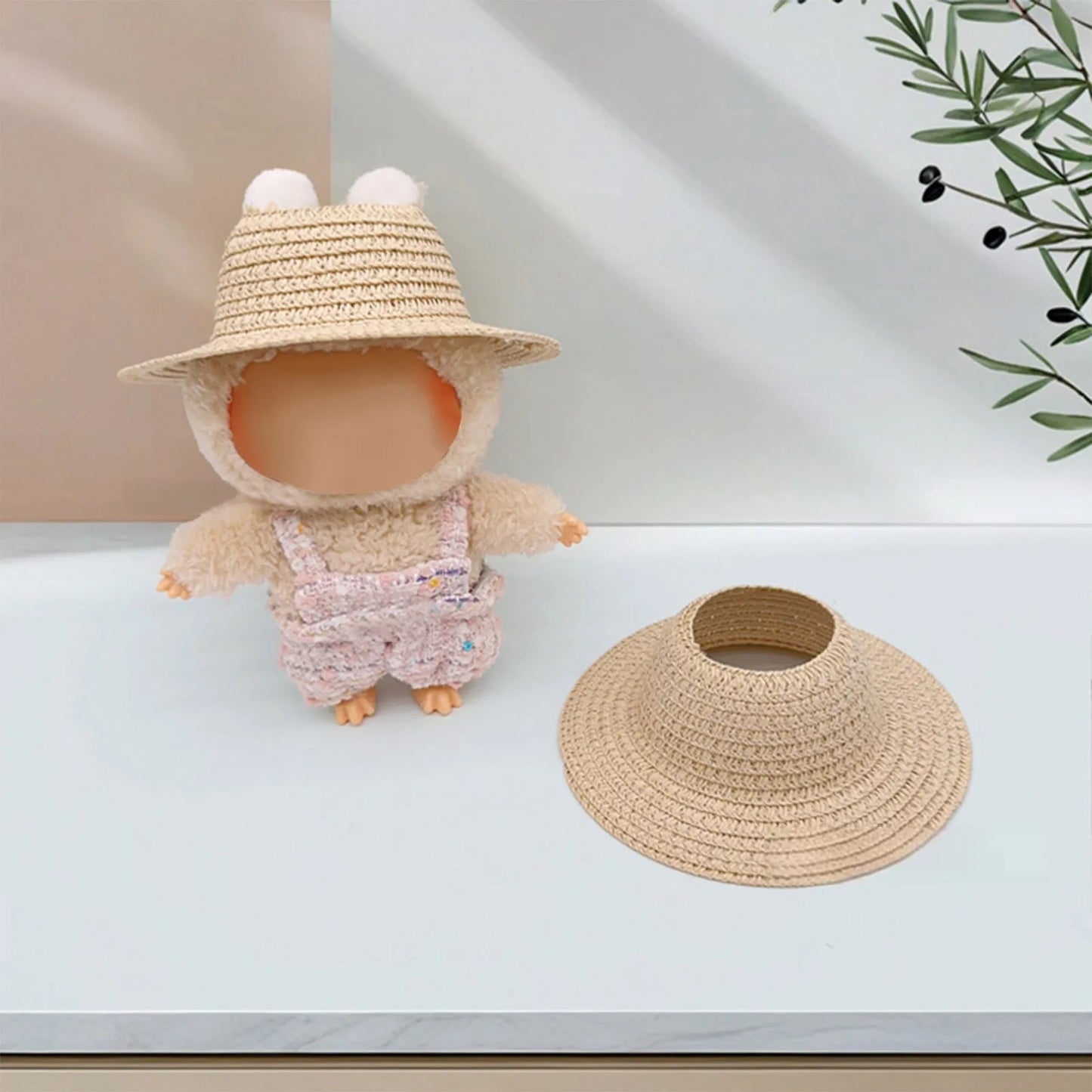 Mini Straw Cowboy Hat for Labubu BJD Doll Accessories