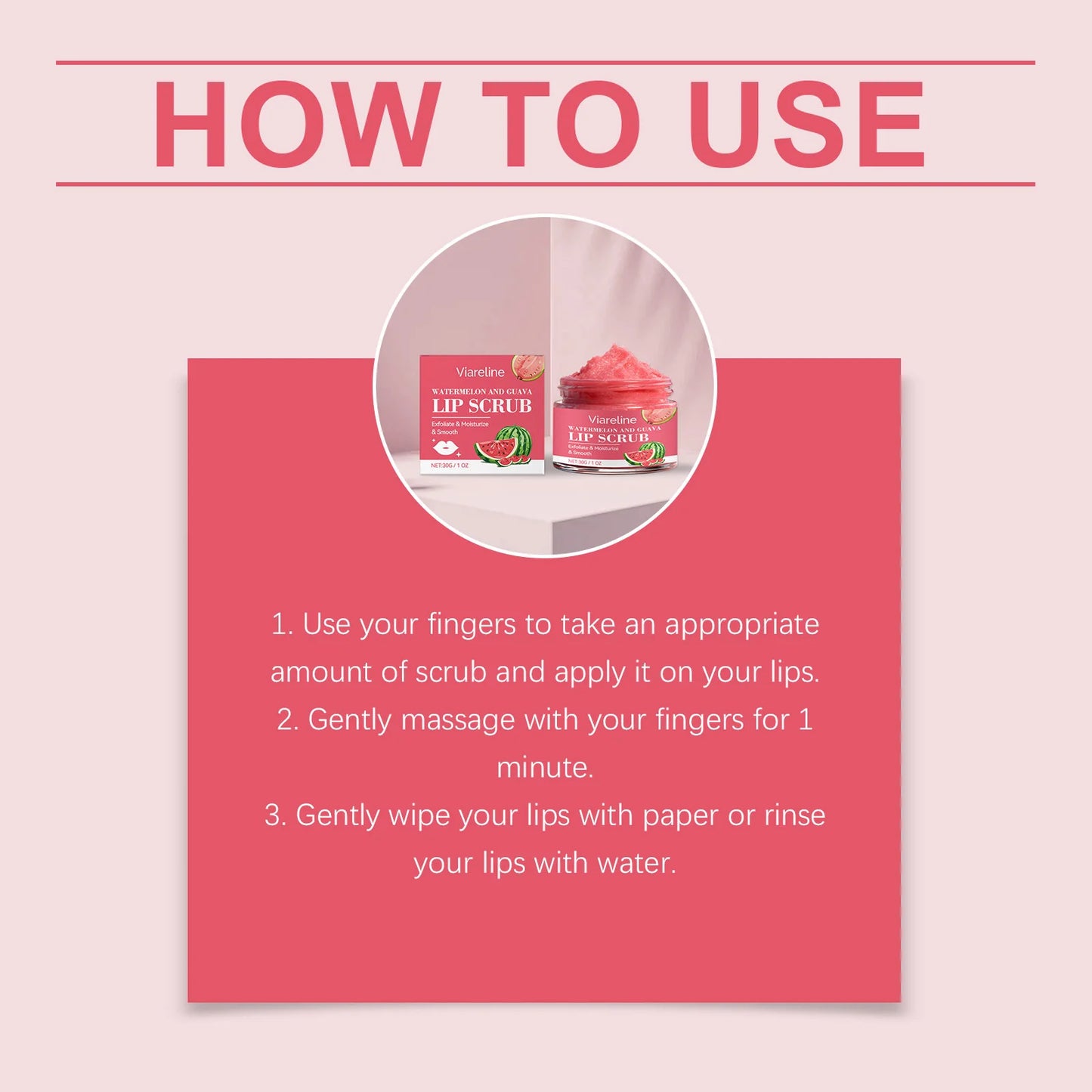Viareline Watermelon Lip Scrub – Exfoliate & Moisturize Lips