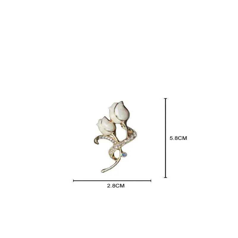 Tulip Enamel Brooch | Crystal Rhinestone Pin Women Gift