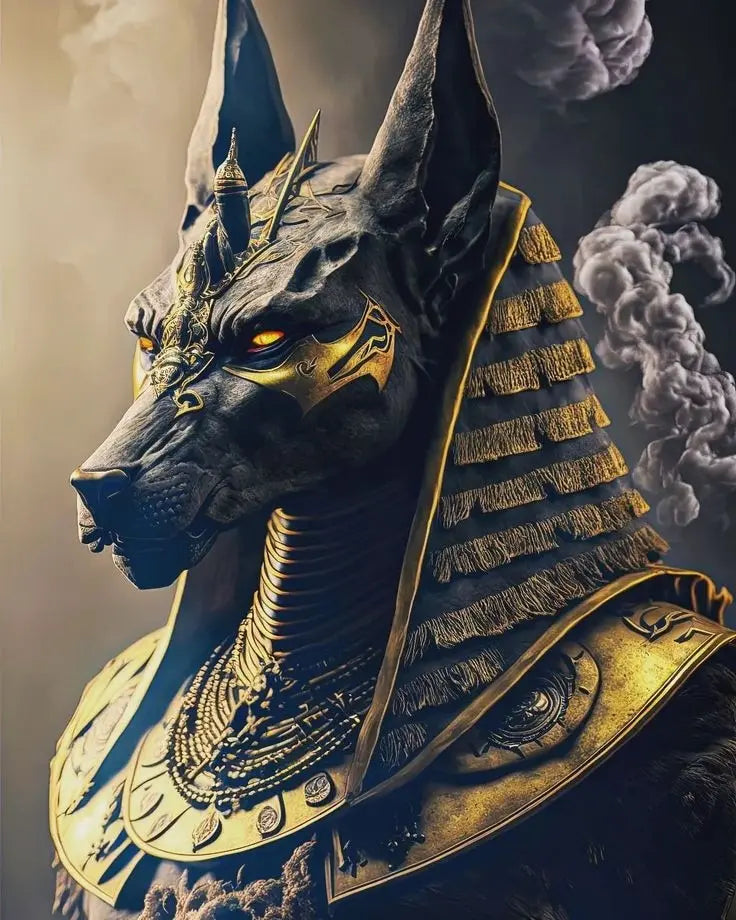 Ancient Egyptian Fantasy Mythology The God Anubis Golden Portrait Posters Print Canvas Painting Wall Art Picture Room Home Decor Peaceful Pleasures Health and Wellness 14 20x30cm Unframed