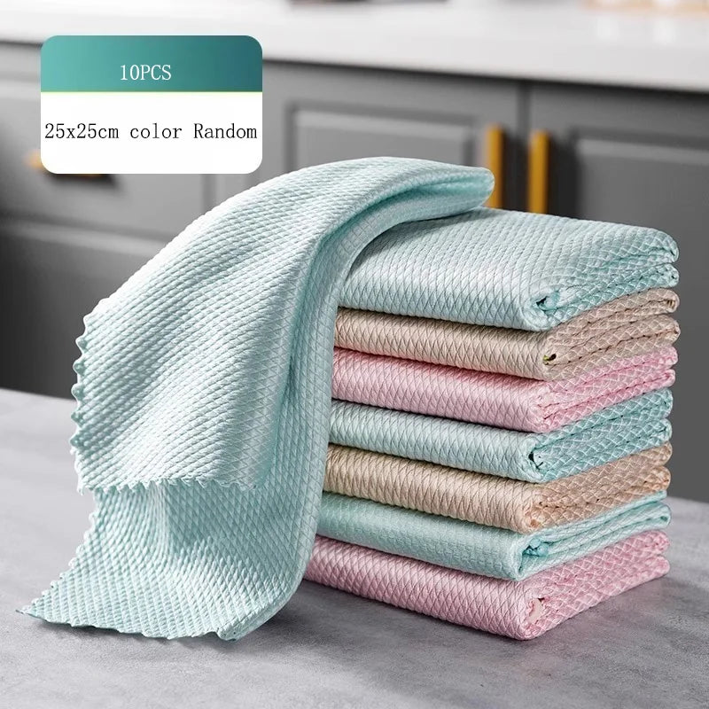 10-Pack Microfiber Cleaning Cloths – Streak-Free, Lint-Free