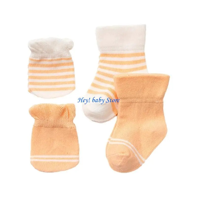 Newborn Baby Mittens & Socks 4-Pack | Soft Cotton 0–12 Mo