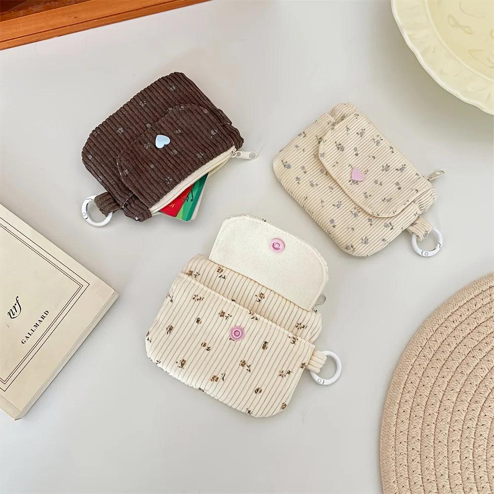 Corduroy Coin Purse Women's Wallet Zipper Card & Makeup Bag